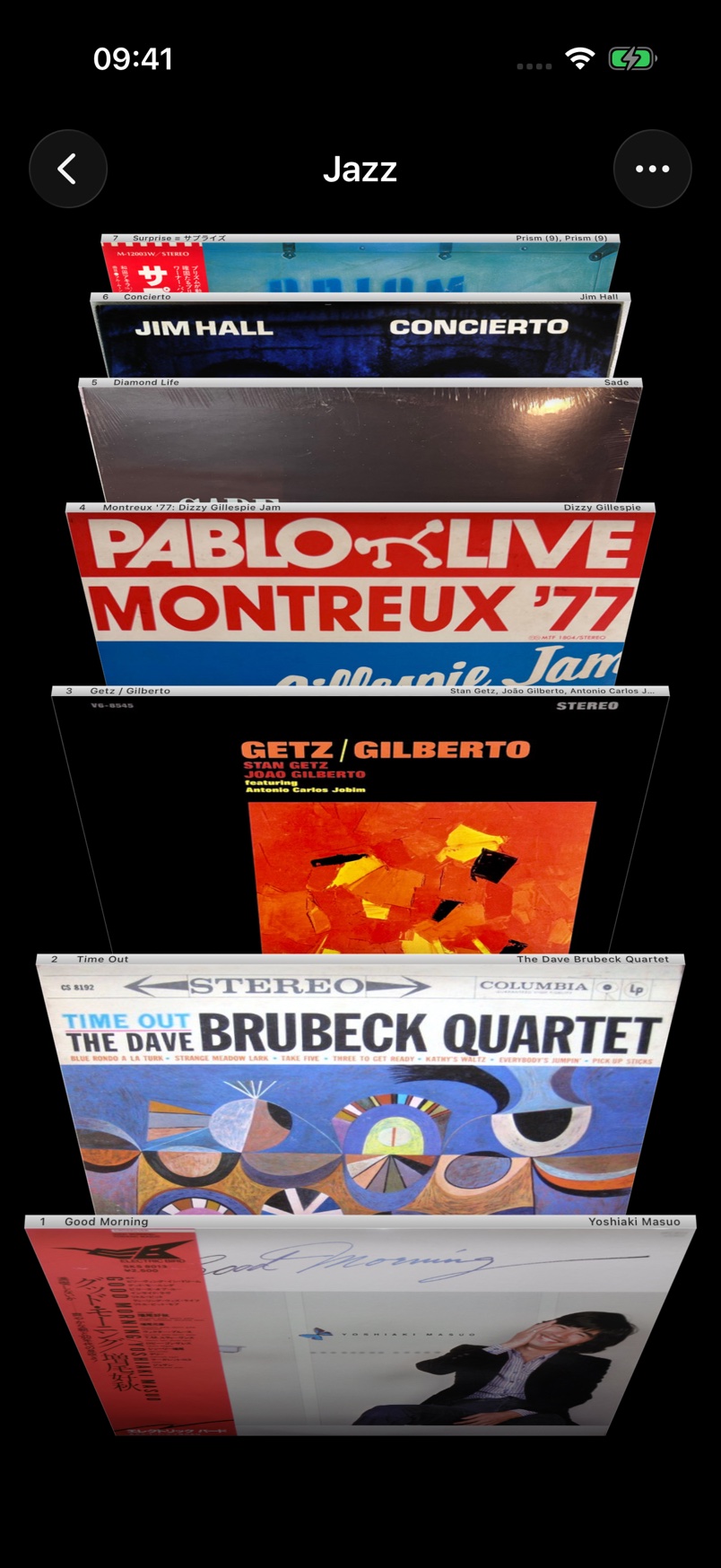 CRATTO Jazz crate opened to a stack of seven record sleeves